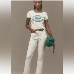 NWT MOTHER The Hustler high rise denim cream puff size 33 Anthropology